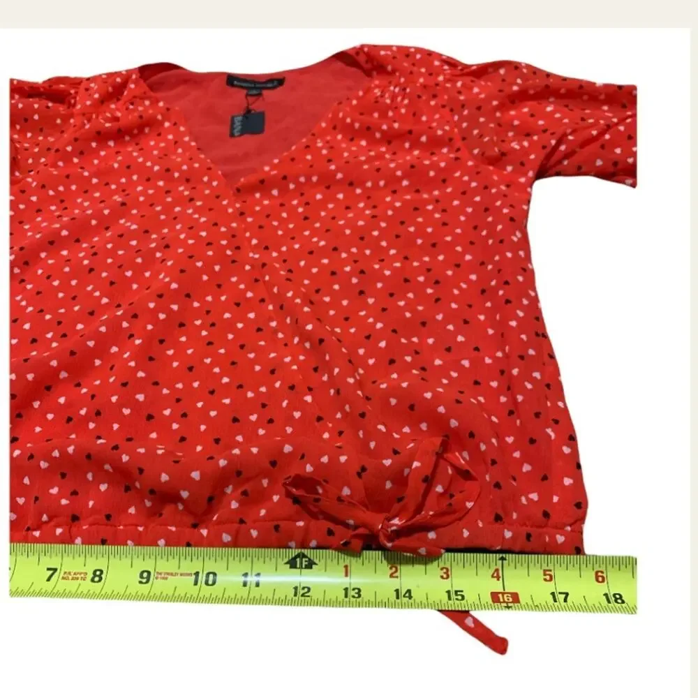 Banana Republic Red Puff Sleeve Top Size Small